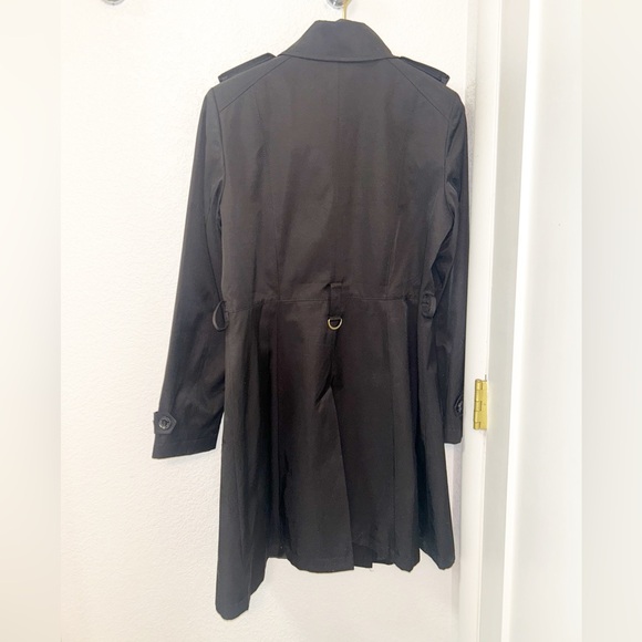 LAUREN Ralph Lauren The Split Needle Skirted Classic Black Trench Coat SZ: M - Picture 15 of 16